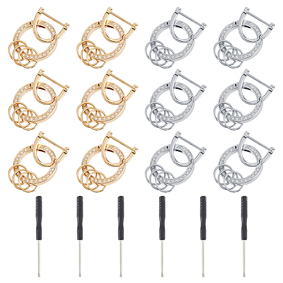 6 наборы 2 цветные сплавы кристаллы стразы пружинные затворные кольца, с d-кольцами и отверткой