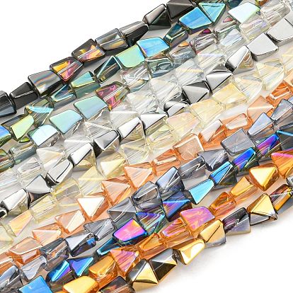 Electroplate Glass Beads Strands, Faceted Polygon, Mixed Style