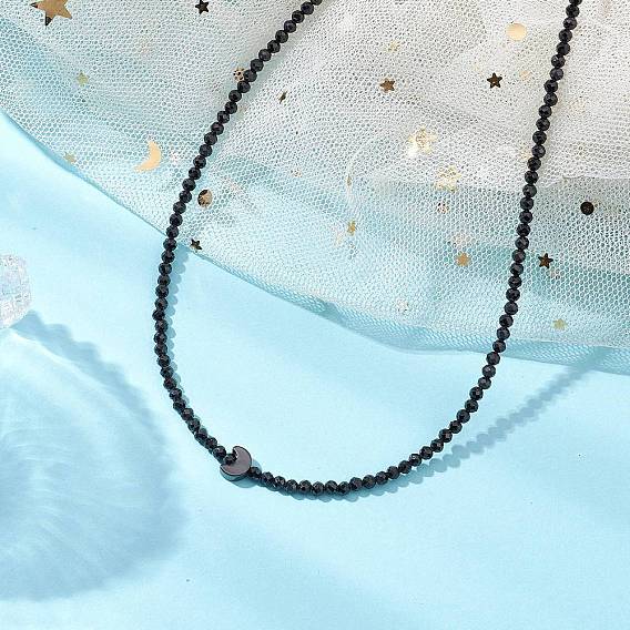 3мм ожерелья из натуральной черной шпинели с ограненными круглыми бусинами, стойки для покрытия латуни лунные ожерелья для женщин