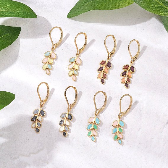 Лист 304 серьги из нержавеющей стали с эмалированным замком