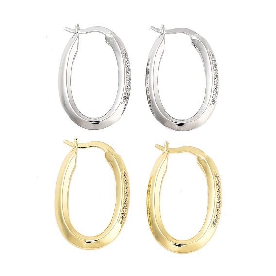 Серьги-кольца из латуни с овальным покрытием, с четким кубического циркония, без кадмия и без свинца, долговечный