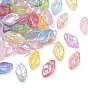 Placage uv perles acryliques transparentes, iridescent, feuille, avec de la poudre de paillettes