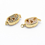 Brass Box Clasps, with Cubic Zirconia, Cadmium Free & Nickel Free & Lead Free, Oval and Heart, Hollow