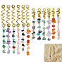 12Pcs Alloy Braiders, with Natural Gemstone