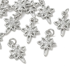Dijes de latón con circonitas cúbicas transparentes de Shegrace, encantos de copo de nieve, sin cadmio, plomo, níquel