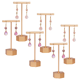 6 наборы 2 стили литые Т-образные одиночные подвесные серьги-подставки, золотые, фото реквизит