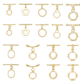 18шт. 9 стили латунные застежки-тоглы, разнообразные