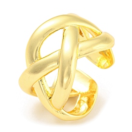 Rack Plating Brass Criss Cross Open Cuff Rings, Long-Lasting Plated, Lead Free & Cadmium Free