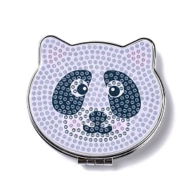 DIY Raccoon Special Shaped Diamond Painting Mini Makeup Mirror Kits, Foldable Two Sides Vanity Mirrors, with Rhinestone, Pen, Plastic Tray and Drilling Mud
