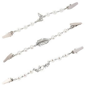 3 шт. 3 стили платиновый сплав зажимы для свитера, зажим для воротника кардигана, с abs имитационными жемчужными бусинами 