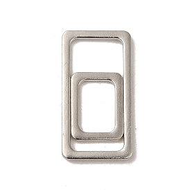 2Pcs 2 Styles Alloy Linking Rings, Cadmium Free & Lead Free, Rectangle