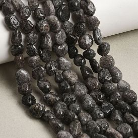Filamentos naturales de cuentas de cuarzo rutilado negro, pepitas, piedra caída
