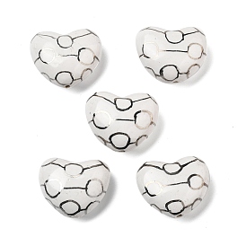 Ручной фарфоровые керамические шарики, сердце, напечатанный