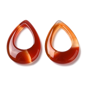 Natural Brazil Red Agate Pendants, Teardrop Charms