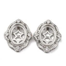 Оправы из латунных микропаве из прозрачных кубических цирконий с кабошонами, овальные, стойки покрытие, прочное покрытие, без кадмия и без свинца