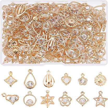 168 шт. 12 подвески из экологически чистого железа с покрытием в виде стойки, с кристально горный хрусталь, звезда и сердце и цветок и ромб и капля и плоский круглый и кольцо