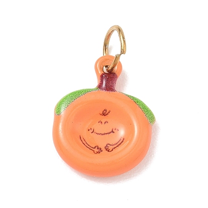 304 Stainless Steel Enamel Pendants, Persimmon Charms