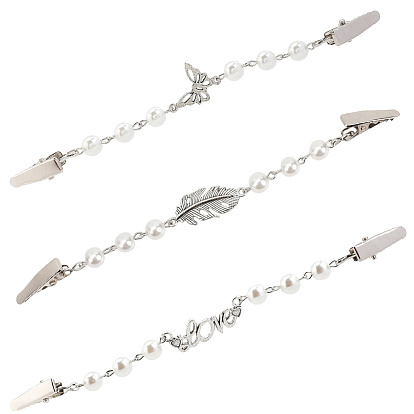 3 шт. 3 стили платиновый сплав зажимы для свитера, зажим для воротника кардигана, с abs имитационными жемчужными бусинами 