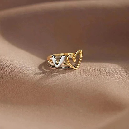 2шт. кольца из сплава в форме сердца для женщин, штабелируемые кольца