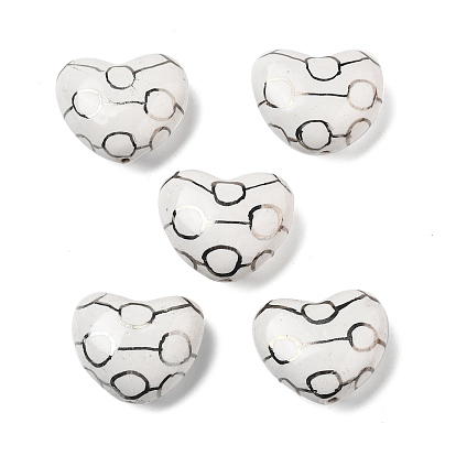 Ручной фарфоровые керамические шарики, сердце, напечатанный