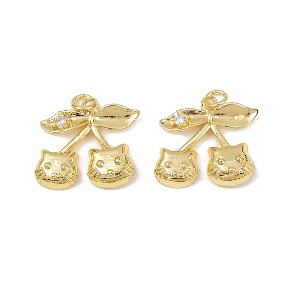 Латунные микро проложить кубического циркония подвески, вишня с кошачьей головой, без свинца и без кадмия, долговечный, стойки покрытие