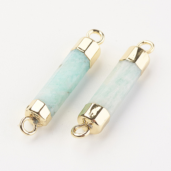 Natural Gemstone Links/Connectors, with Brass Findings, Column