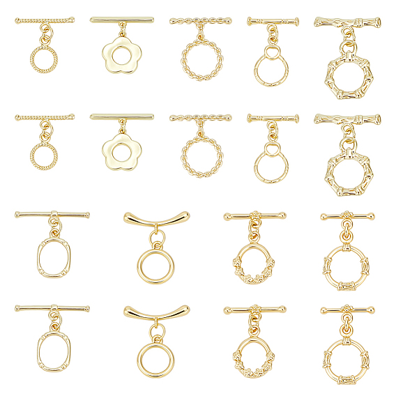 18шт. 9 стили латунные застежки-тоглы, разнообразные