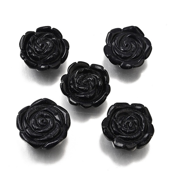 Синтетические синие резные бусины из авантюрина, цветок