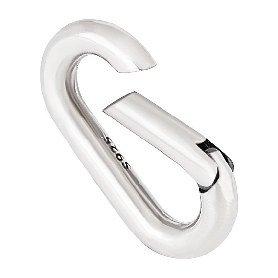 1Pc Rhodium Plated 925 Sterling Silver Spring Rings Clasp