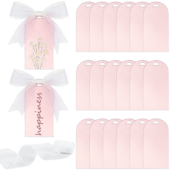 20Pcs Acrylic Wedding Seat Label, Arch, 5M Sheer Organza Ribbon, Wide Ribbon