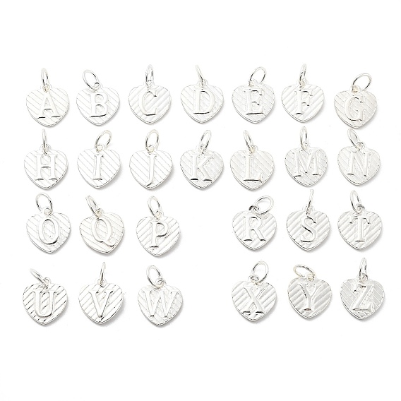 925 серебряное сердце с подвесками в виде заглавных букв, с прыжковых колец, серебро 