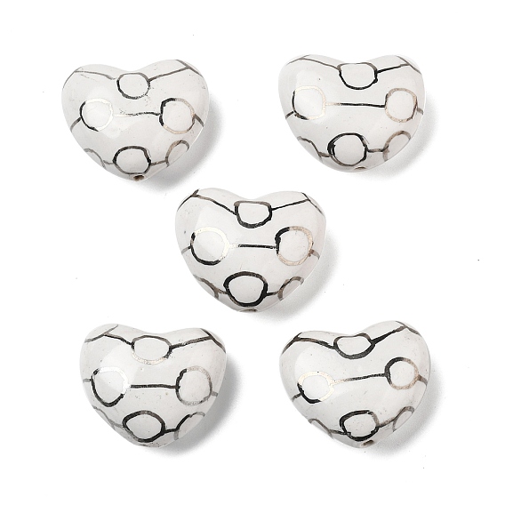 Ручной фарфоровые керамические шарики, сердце, напечатанный