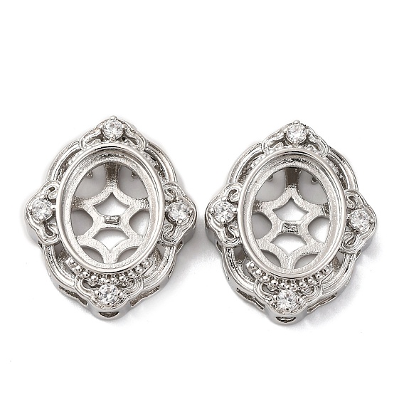 Оправы из латунных микропаве из прозрачных кубических цирконий с кабошонами, овальные, стойки покрытие, прочное покрытие, без кадмия и без свинца