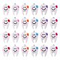 24Pcs 6 Colors Opaque Resin Pendants, Smiling Tooth with Flower Charm, with Platinum Iron Loop
