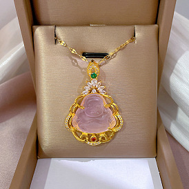 Роскошное золотое ожерелье Будды в форме лотоса - нежный дизайн для ключиц, уникальный и элегантный.