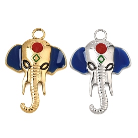 304 Stainless Steel Enamel Pendants, Elephant Charms