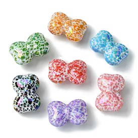UV Plating Opaque Acrylic Beads, Bowknot