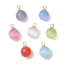 Кошка глаз прелести, круглые, с латунными штифтовыми скобами, золотые