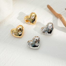 14K Gold Plated Zircon Stud Earrings - Elegant and Delicate Ear Jewelry.