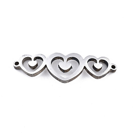 304 Stainless Steel Link Connectors, Laser Cut, Heart