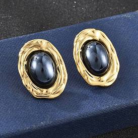 201 овальные серьги-гвоздики из нержавеющей стали, с 304 штифтами из нержавеющей стали и пластиком, ионное покрытие (ip)