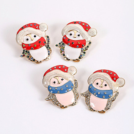 Adorable Cartoon Santa Earrings with Fashionable Oil-Dripping Rhinestone Christmas Hat Jewelry