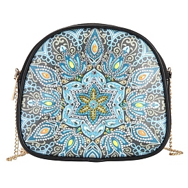 DIY Diamond Painting Stickers Kits For Bag Making, with Diamond Painting Stickers, Resin Rhinestones, Diamond Sticky Pen, Tray Plate and Glue Clay, PU Leather Bag, Bag Strap Chains, Mandala Pattern