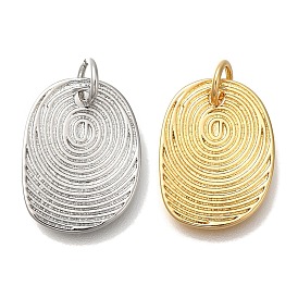 Rack Plating Brass Pendants, Cadmium Free & Lead Free, Long-Lasting Plated, Oval Charms, with Jump Ring