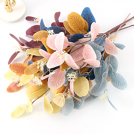 Silk Cloth & Plastic Artificial Eucalyptus Leaf, for Wedding Indoor Outdoor Home Garden Porch Window Plant Decoration