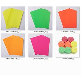 Colored A4 Copy Paper, Self-Adhesive Fluorescence Printing Paper, for DIY Art Craft, with Crepe Paper Streamer Rolls