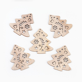 Undyed Wood Big Pendants, Christmas Tree