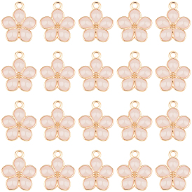 30подвески из эмалированной стали с покрытием из светлого золота, цветок