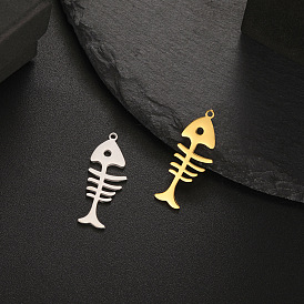 Stainless Steel Pendants, Laser Cut, Fishbone Charm