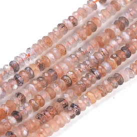 Brins de perles multi-pierres de lune naturelles, rondelle, facette